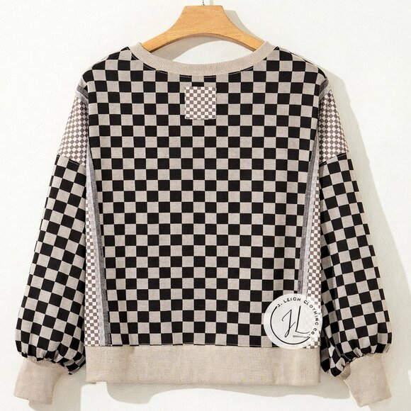 Checkerboard Patchwork Pullover - Picture 3 of 3